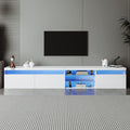 Unique Design Tv Stand With 2 Glass Shelves, Large Storage Space Media Console For Tvs Up To 105