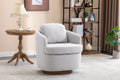 035 Boucle Fabric Swivel Accent Chair With Soild Wood Round Brown Base Leg,Light Gray Light Gray Brown Primary Living Space Modern Eucalyptus Foam Boucle