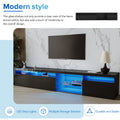 Unique Design Tv Stand With 2 Glass Shelves, Large Storage Space Media Console For Tvs Up To 105