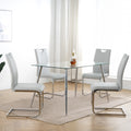 Modern Dining Chairs With Faux Leather Padded Seat Dining Living Room Chairs Upholstered Chair With Chrome Metal Legs Design For Kitchen, Living, Bedroom, Dining Room Side Chairs Set Of 4 Grey Silver Metal