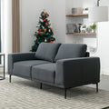 Large Sofa, 74.8 Inch Linen Fabric Loveseat Couch Mid Century Modern Upholstered Accent Couches For Living Room, Apartment, Bedroom,Dark Grey Dark Grey Linen Wood Dining Room Soft Cushion Back Foam Linen 2 Seat