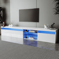 Unique Design Tv Stand With 2 Glass Shelves, Large Storage Space Media Console For Tvs Up To 105