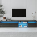 Unique Design Tv Stand With 2 Glass Shelves, Large Storage Space Media Console For Tvs Up To 105