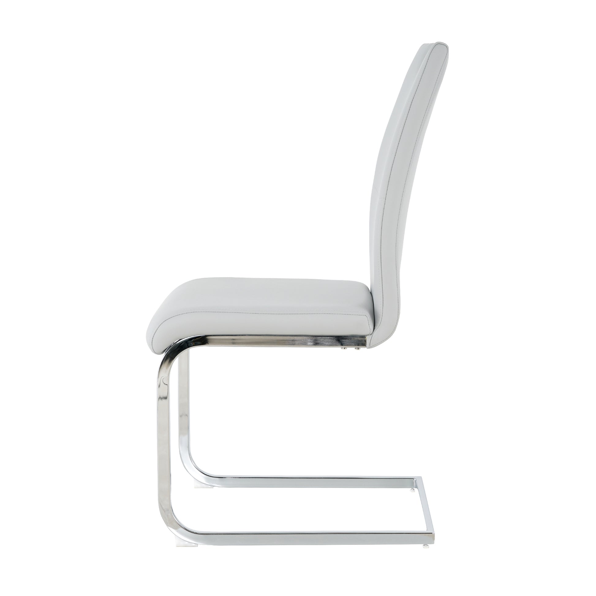 Modern Dining Chair With Faux Leather Cushioned Seat Dining Chair Living Room Chair Cushioned Chair With Electroplated Legs Designed Kitchen, Living Room, Bedroom, Dining Room Side Chair Set 6 Grey Metal