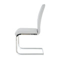 Modern Dining Chairs With Faux Leather Padded Seat Dining Living Room Chairs Upholstered Chair With Chrome Metal Legs Design For Kitchen, Living, Bedroom, Dining Room Side Chairs Set Of 4 Grey Silver Metal
