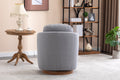 035 Linen Fabric Swivel Accent Chair With Soild Wood Round Brown Base Leg,Light Blue Light Blue Brown Primary Living Space Modern Eucalyptus Foam Linen