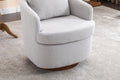035 Boucle Fabric Swivel Accent Chair With Soild Wood Round Brown Base Leg,Light Gray Light Gray Brown Primary Living Space Modern Eucalyptus Foam Boucle