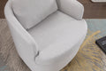 035 Boucle Fabric Swivel Accent Chair With Soild Wood Round Brown Base Leg,Light Gray Light Gray Brown Primary Living Space Modern Eucalyptus Foam Boucle