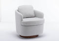 035 Boucle Fabric Swivel Accent Chair With Soild Wood Round Brown Base Leg,Light Gray Light Gray Brown Primary Living Space Modern Eucalyptus Foam Boucle