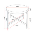 Modern Thread Design Round Coffee Tablemdf Table Top With Cross Legs Metal Base Set Of 2 Pcs Natural Mdf Steel