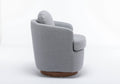 035 Linen Fabric Swivel Accent Chair With Soild Wood Round Brown Base Leg,Light Blue Light Blue Brown Primary Living Space Modern Eucalyptus Foam Linen