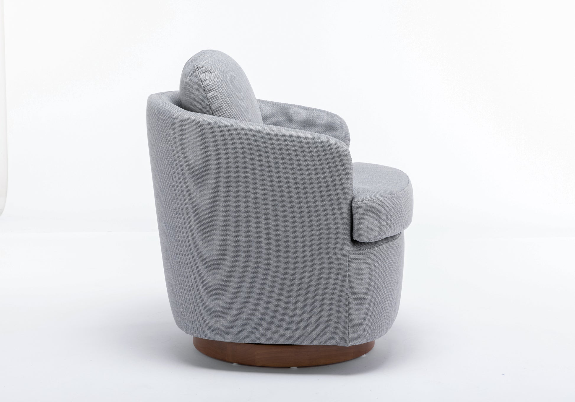 035 Linen Fabric Swivel Accent Chair With Soild Wood Round Brown Base Leg,Light Blue Light Blue Brown Primary Living Space Modern Eucalyptus Foam Linen