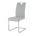 Modern Dining Chairs With Faux Leather Padded Seat Dining Living Room Chairs Upholstered Chair With Chrome Metal Legs Design For Kitchen, Living, Bedroom, Dining Room Side Chairs Set Of 4 Grey Silver Metal