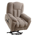 Power Lift Recliner Chair Recliners For Elderly With Heat And Massage Recliner Chair For Living Room With Infinite Position And Side Pocket,Usb Charge Port Beige Beige Soft Heavy Duty Cotton Wood Metal