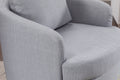 035 Linen Fabric Swivel Accent Chair With Soild Wood Round Brown Base Leg,Light Blue Light Blue Brown Primary Living Space Modern Eucalyptus Foam Linen