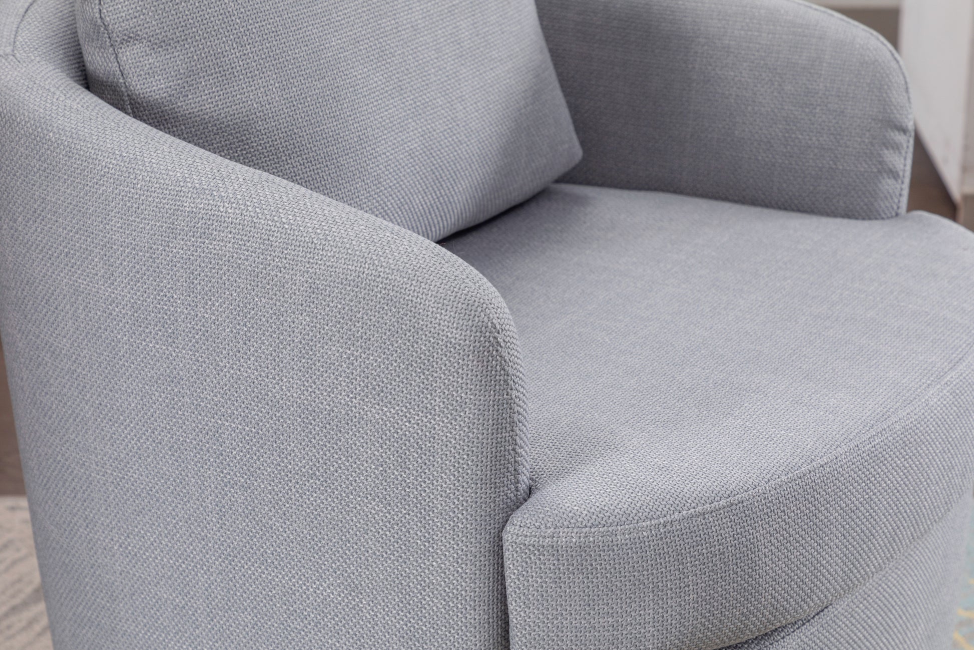 035 Linen Fabric Swivel Accent Chair With Soild Wood Round Brown Base Leg,Light Blue Light Blue Brown Primary Living Space Modern Eucalyptus Foam Linen