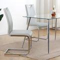 Modern Dining Chair With Faux Leather Cushioned Seat Dining Chair Living Room Chair Cushioned Chair With Electroplated Legs Designed Kitchen, Living Room, Bedroom, Dining Room Side Chair Set 6 Grey Metal