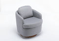 035 Linen Fabric Swivel Accent Chair With Soild Wood Round Brown Base Leg,Light Blue Light Blue Brown Primary Living Space Modern Eucalyptus Foam Linen