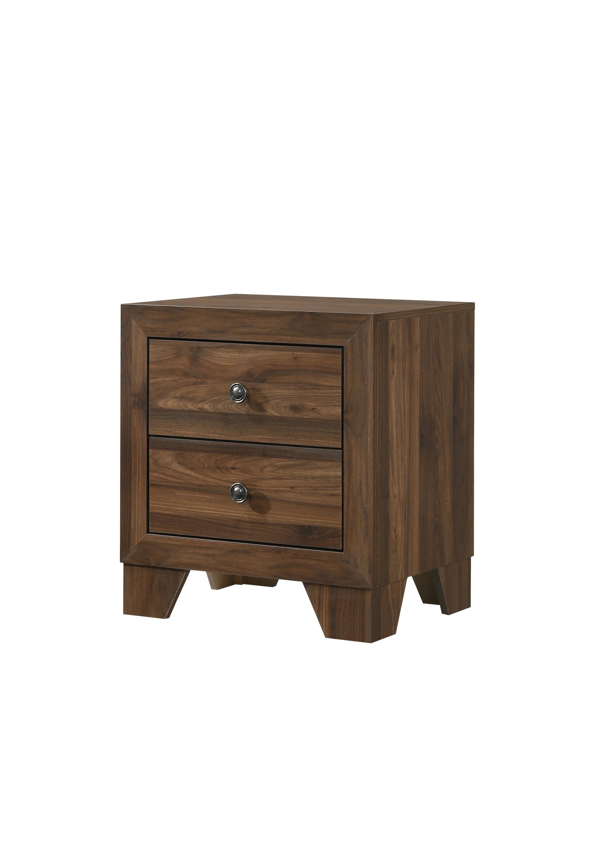 1Pc Transitional 2 Drawer Nightstand With Metal Hardware Brown Cherry Finish Bedroom Furniture Brown 2 Drawers Bedside Cabinet Cherry Wood