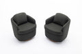 035 Linen Fabric Swivel Accent Chair With Soild Wood Round Brown Base Leg,Dark Gray Dark Gray Brown Primary Living Space Modern Eucalyptus Foam Linen