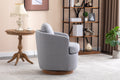 035 Linen Fabric Swivel Accent Chair With Soild Wood Round Brown Base Leg,Light Blue Light Blue Brown Primary Living Space Modern Eucalyptus Foam Linen