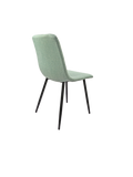 Round Mdf Dining Table Set For 4, White Dining Table Mdf Easy Clean With Durable Black Metal Legs, 4 Pcs Comfortable Dining Chair Linen Upholstered Chair For Restaurant,Guest Receptions Metal White Green Seats 4 Metal Dining Room American Design 4 Leg