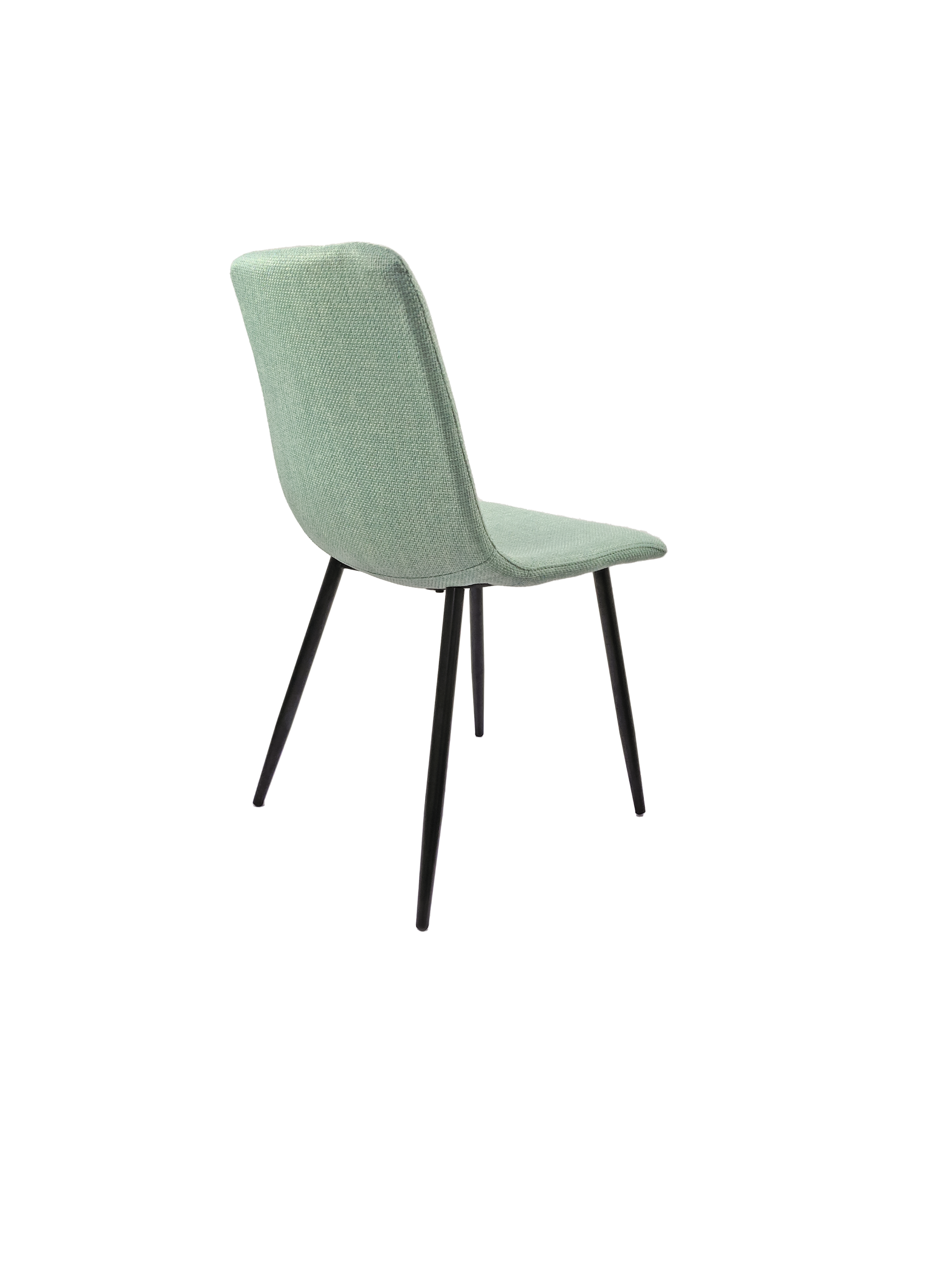 Round Mdf Dining Table Set For 4, White Dining Table Mdf Easy Clean With Durable Black Metal Legs, 4 Pcs Comfortable Dining Chair Linen Upholstered Chair For Restaurant,Guest Receptions Metal White Green Seats 4 Metal Dining Room American Design 4 Leg