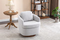 035 Boucle Fabric Swivel Accent Chair With Soild Wood Round Brown Base Leg,Light Gray Light Gray Brown Primary Living Space Modern Eucalyptus Foam Boucle