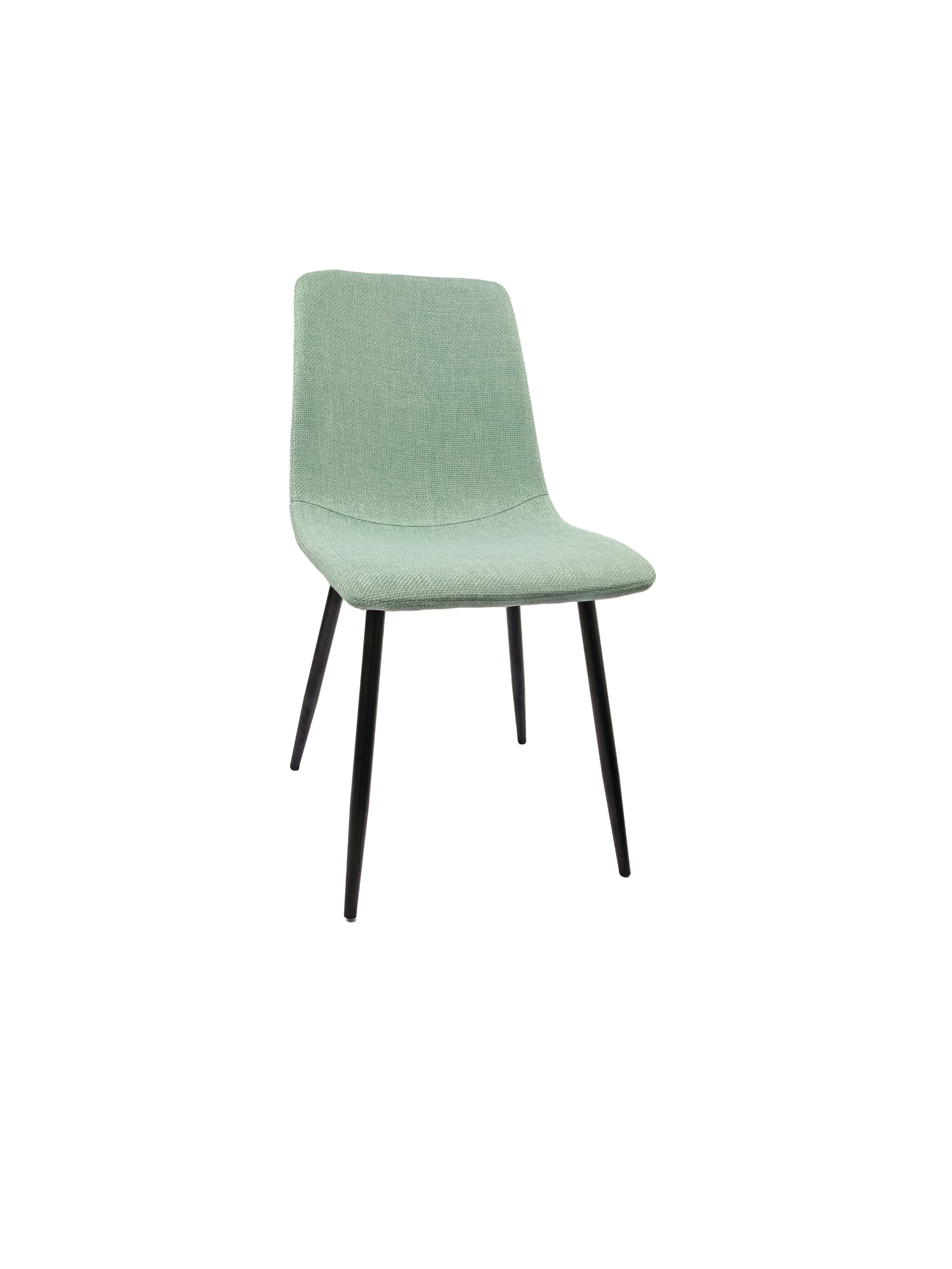 Round Mdf Dining Table Set For 4, White Dining Table Mdf Easy Clean With Durable Black Metal Legs, 4 Pcs Comfortable Dining Chair Linen Upholstered Chair For Restaurant,Guest Receptions Metal White Green Seats 4 Metal Dining Room American Design 4 Leg