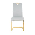 Modern Dining Chairs With Faux Leather Padded Seat Dining Living Room Chairs Upholstered Chair With Gold Metal Legs Design For Kitchen, Living, Bedroom, Dining Room Side Chairs Set Of 2 Grey Gold Metal
