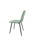 Round Mdf Dining Table Set For 4, White Dining Table Mdf Easy Clean With Durable Black Metal Legs, 4 Pcs Comfortable Dining Chair Linen Upholstered Chair For Restaurant,Guest Receptions Metal White Green Seats 4 Metal Dining Room American Design 4 Leg
