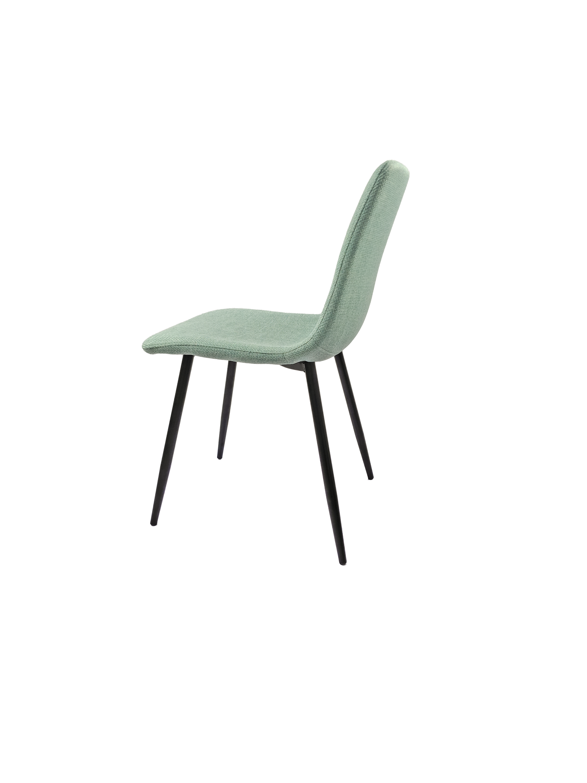 Round Mdf Dining Table Set For 4, White Dining Table Mdf Easy Clean With Durable Black Metal Legs, 4 Pcs Comfortable Dining Chair Linen Upholstered Chair For Restaurant,Guest Receptions Metal White Green Seats 4 Metal Dining Room American Design 4 Leg