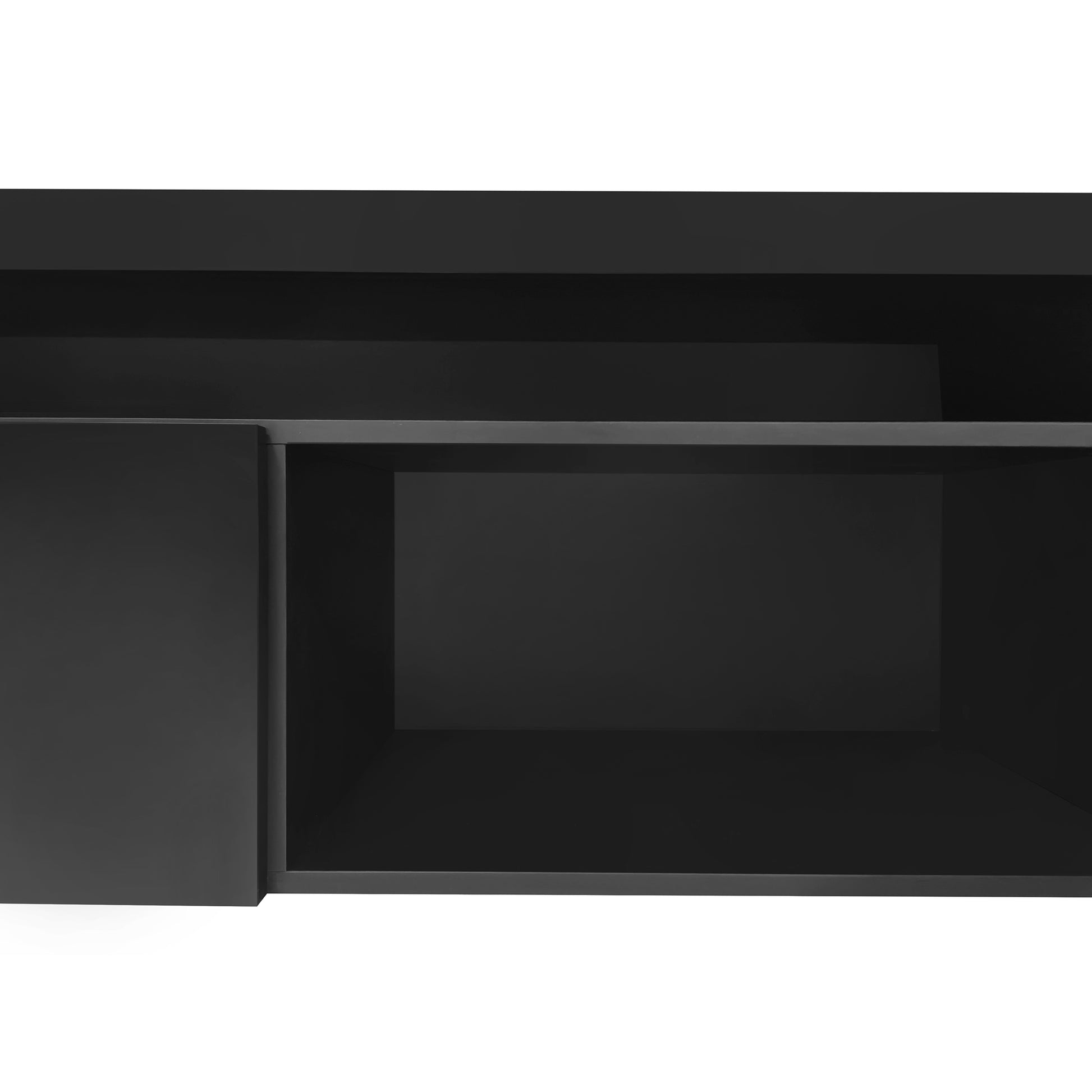 Unique Design Tv Stand With 2 Glass Shelves, Large Storage Space Media Console For Tvs Up To 105", Versatile Tv Cabinet With Led Color Changing Lights For Living Room, Black Black Primary Living