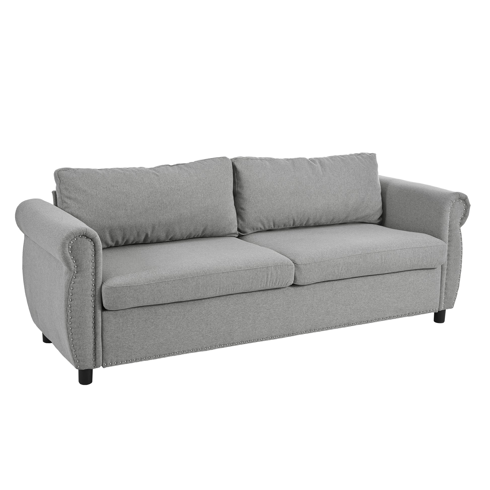 80.7'' 2 In 1 Sofa Bed Sleeper With Large Memory Mattress 63''*70.9*3.3 Inch , For Living Room Spaces Bedroom Gray Polyester