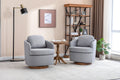 035 Linen Fabric Swivel Accent Chair With Soild Wood Round Brown Base Leg,Light Blue Light Blue Brown Primary Living Space Modern Eucalyptus Foam Linen