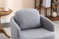 035 Linen Fabric Swivel Accent Chair With Soild Wood Round Brown Base Leg,Light Blue Light Blue Brown Primary Living Space Modern Eucalyptus Foam Linen