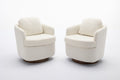 035 Boucle Fabric Swivel Accent Chair With Soild Wood Round Brown Base Leg,Ivory Ivory Brown Primary Living Space Modern Eucalyptus Foam Boucle