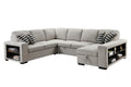 125'' Modern U Shaped 7 Seat Sectional Sofa Couch With Cabinet,Sofa Bed With Storage Chaise Pull Out Couch Bed For Living Room,Beige Light Brown Wood Primary Living Space Heavy Duty Eucalyptus 7 Seat Beige Polyester Soft Pillow Back Modern Square Arms