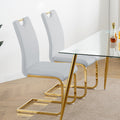 Modern Dining Chairs With Faux Leather Padded Seat Dining Living Room Chairs Upholstered Chair With Gold Metal Legs Design For Kitchen, Living, Bedroom, Dining Room Side Chairs Set Of 6 Grey Metal