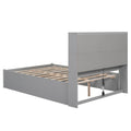 Full Size Platform Bed With Storage Headboard, Charging Station And 2 Drawers, Gray Box Spring Not Required Full Gray Wood Bedroom Bed Frame Solid Wood Mdf