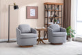 035 Linen Fabric Swivel Accent Chair With Soild Wood Round Brown Base Leg,Light Blue Light Blue Brown Primary Living Space Modern Eucalyptus Foam Linen