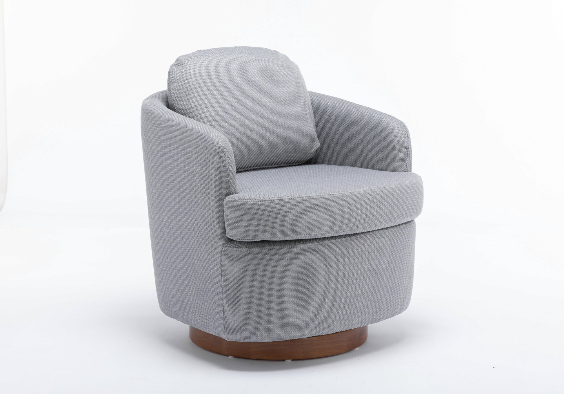 035 Linen Fabric Swivel Accent Chair With Soild Wood Round Brown Base Leg,Light Blue Light Blue Brown Primary Living Space Modern Eucalyptus Foam Linen
