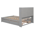 Full Size Platform Bed With Storage Headboard, Charging Station And 4 Drawers, Gray Box Spring Not Required Full Gray Wood Bedroom Bed Frame Solid Wood Mdf