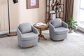035 Linen Fabric Swivel Accent Chair With Soild Wood Round Brown Base Leg,Light Blue Light Blue Brown Primary Living Space Modern Eucalyptus Foam Linen