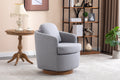 035 Linen Fabric Swivel Accent Chair With Soild Wood Round Brown Base Leg,Light Blue Light Blue Brown Primary Living Space Modern Eucalyptus Foam Linen