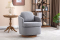 035 Linen Fabric Swivel Accent Chair With Soild Wood Round Brown Base Leg,Light Blue Light Blue Brown Primary Living Space Modern Eucalyptus Foam Linen