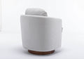 035 Boucle Fabric Swivel Accent Chair With Soild Wood Round Brown Base Leg,Light Gray Light Gray Brown Primary Living Space Modern Eucalyptus Foam Boucle