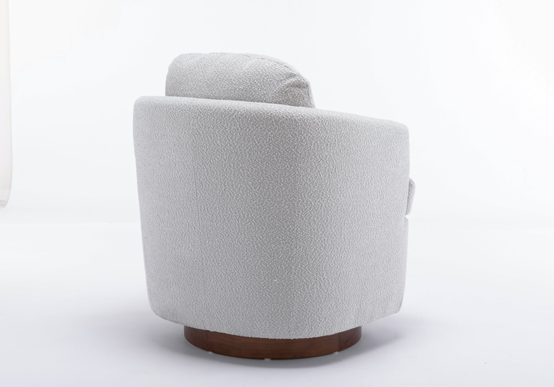 035 Boucle Fabric Swivel Accent Chair With Soild Wood Round Brown Base Leg,Light Gray Light Gray Brown Primary Living Space Modern Eucalyptus Foam Boucle