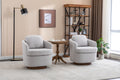 035 Boucle Fabric Swivel Accent Chair With Soild Wood Round Brown Base Leg,Light Gray Light Gray Brown Primary Living Space Modern Eucalyptus Foam Boucle