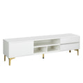 Tv Stand,Tv Cabinet,Entertainment Center,Tv Console,Media Console,With Led Remote Control Lights,Uv Bloom Drawer Panel,Gold Metal Table Legs, Can Be Placed In The Living Room, Bedroom, Color: White White White Primary Living Space 60 69 Inches 60 69